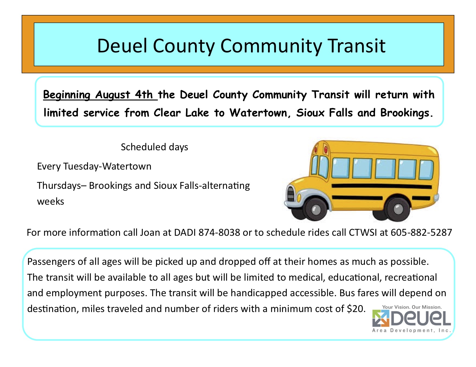 Deuel County Transit - How it Works Photo - Click Here to See